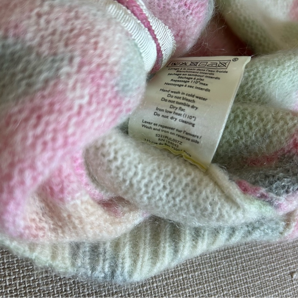 Sezane Lisette Cardigan Medium Pink Cream Floral Kid Mohair Sweater Knit French - Picture 13 of 15